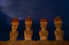 A view of the Moai of Anakena at night Rapa Nui-Easter island-Chile Art Print